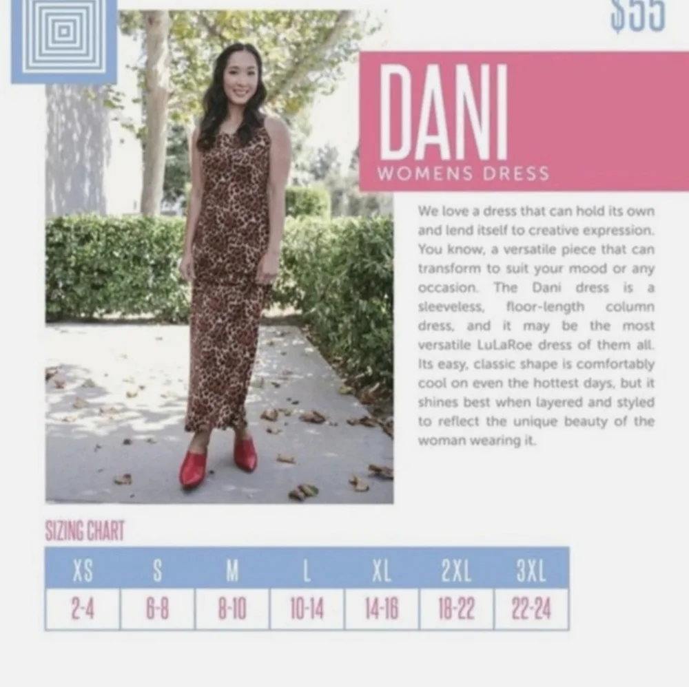 LULAROE NWT Lg DANI MAXI TANK DRESS RED & WHT GEO-CHAIN PATTERN CLASSIC COMFORT - Picture 5 of 8